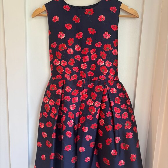 NWT Oscar De La Renta Red And Blue Flower Dress - 12Y - Picture 1 of 4